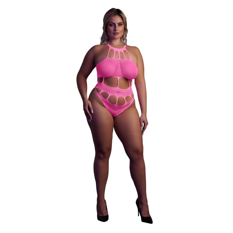 Body with Grecian Neckline - Neon Pink - XL/XXXXL